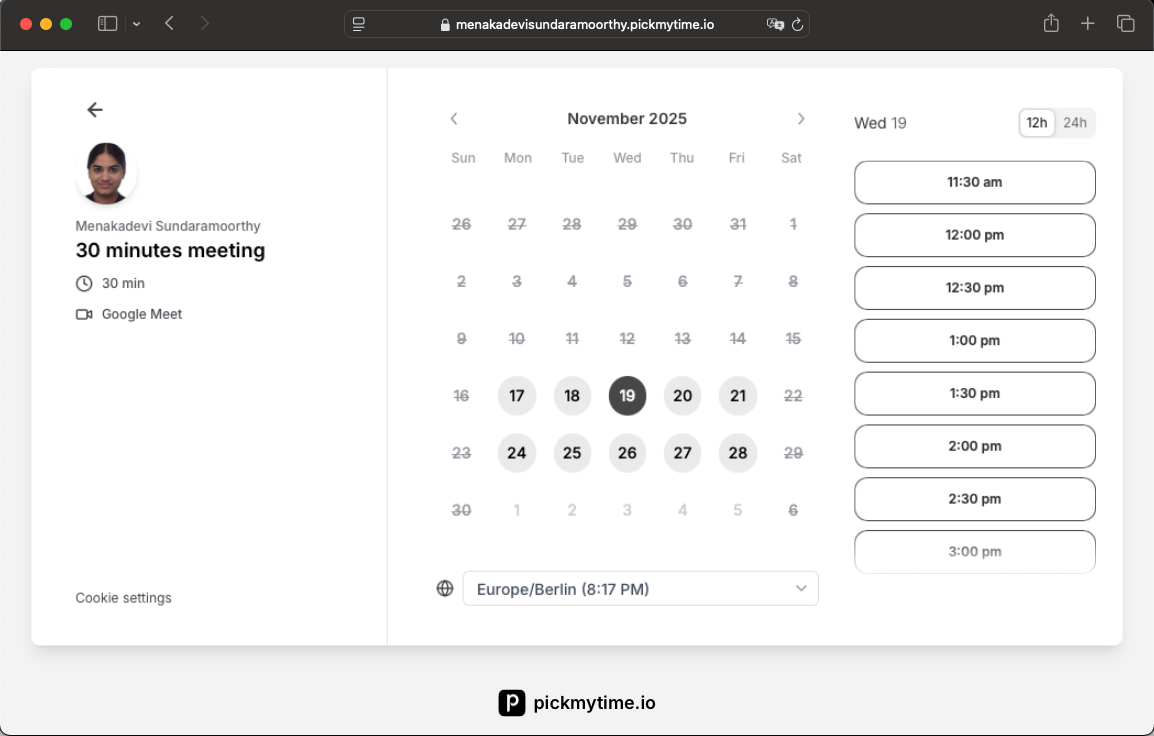 PickMyTime Booking Page